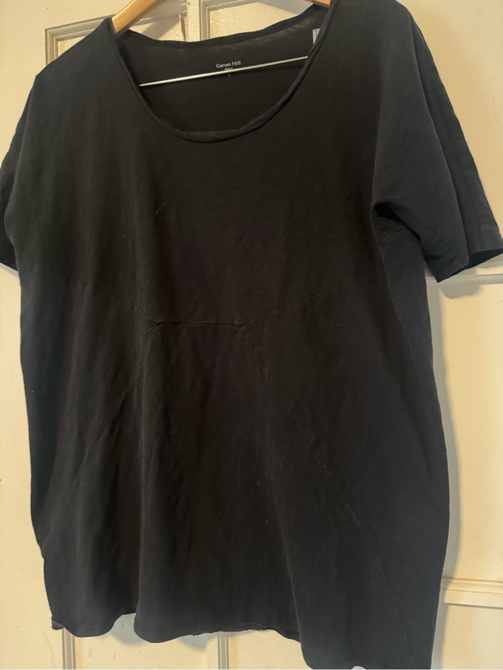 Garnet Hill Black Short-Sleeve Scoop Neck Tunic